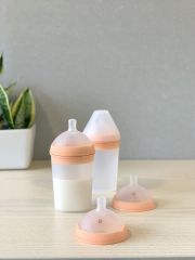 BORRN Antikolik Silikon Biberon Emziği Yavaş Akışlı Yenidoğan 0-3 Ay Turuncu