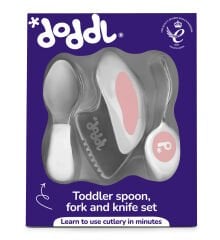 Doddl Çocuklar İçin Çatal Kaşık Bıçak Seti 1-5 Yaş Dusky Rose