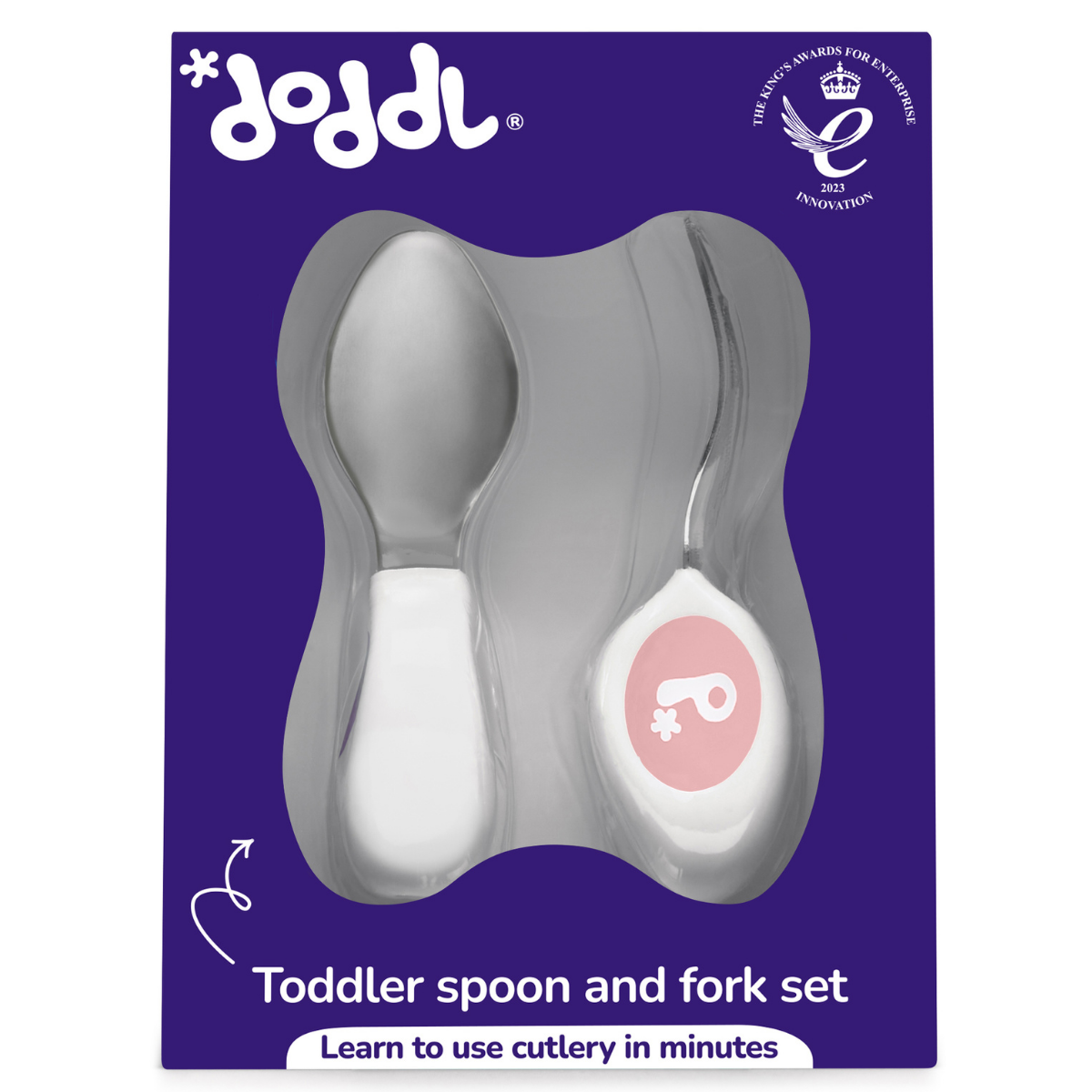 Doddl Çocuklar İçin Çatal Kaşık Seti 1-5 Yaş Dusky Rose