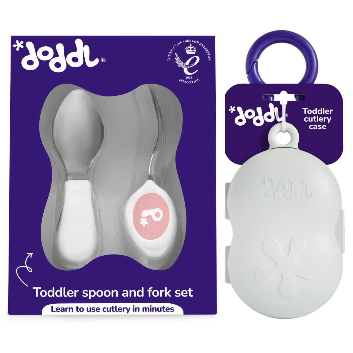 DODDL Çocuklar İçin Çatal Kaşık Seti 2'Lİ Dusky Rose ve Taşıma Kutusu
