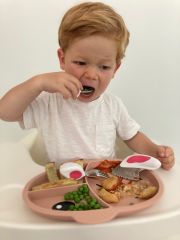 DODDL Çocuklar için Çatal Kaşık Bıçak Seti 3.lü Pembe ve Taşıma Kutusu