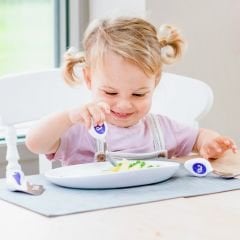 DODDL Çocuklar için Çatal Kaşık Bıçak Seti 3.lü Indigo ve Taşıma Kutusu