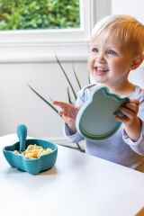 Tum Tum Silikon Vakumlu, Kapaklı Kase ve Kaşık Seti Boris Bear