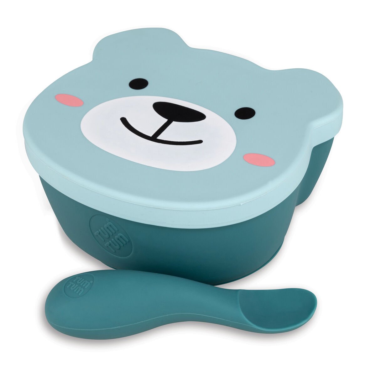 Tum Tum Silikon Vakumlu, Kapaklı Kase ve Kaşık Seti Boris Bear