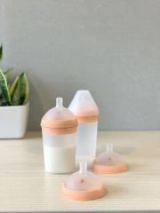 Antikolik Silikon Biberon Emziği 3-6 Ay Orta Akışlı Turuncu