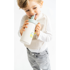 Saro 350ml  Yalıtımlı Paslanmaz Çelik Pipetli Matara / Suluk Termos Jungle Cheetah