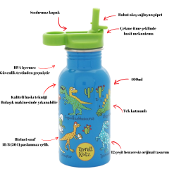 Tyrrell Katz Pipetli Çelik Matara 400ml // Dino