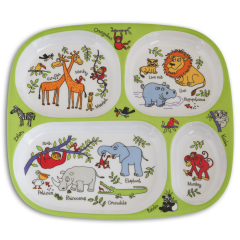 Melamin Bölmeli Tabak / Alıştırma Bardağı / Kutulu Çatal Kaşık Seti JUNGLE