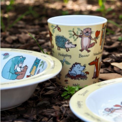 Melamin Mama Tabağı, Kasesi ve Alıştırma Bardağı - Woodland