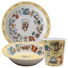 Melamin Mama Tabağı, Kasesi ve Alıştırma Bardağı - Woodland
