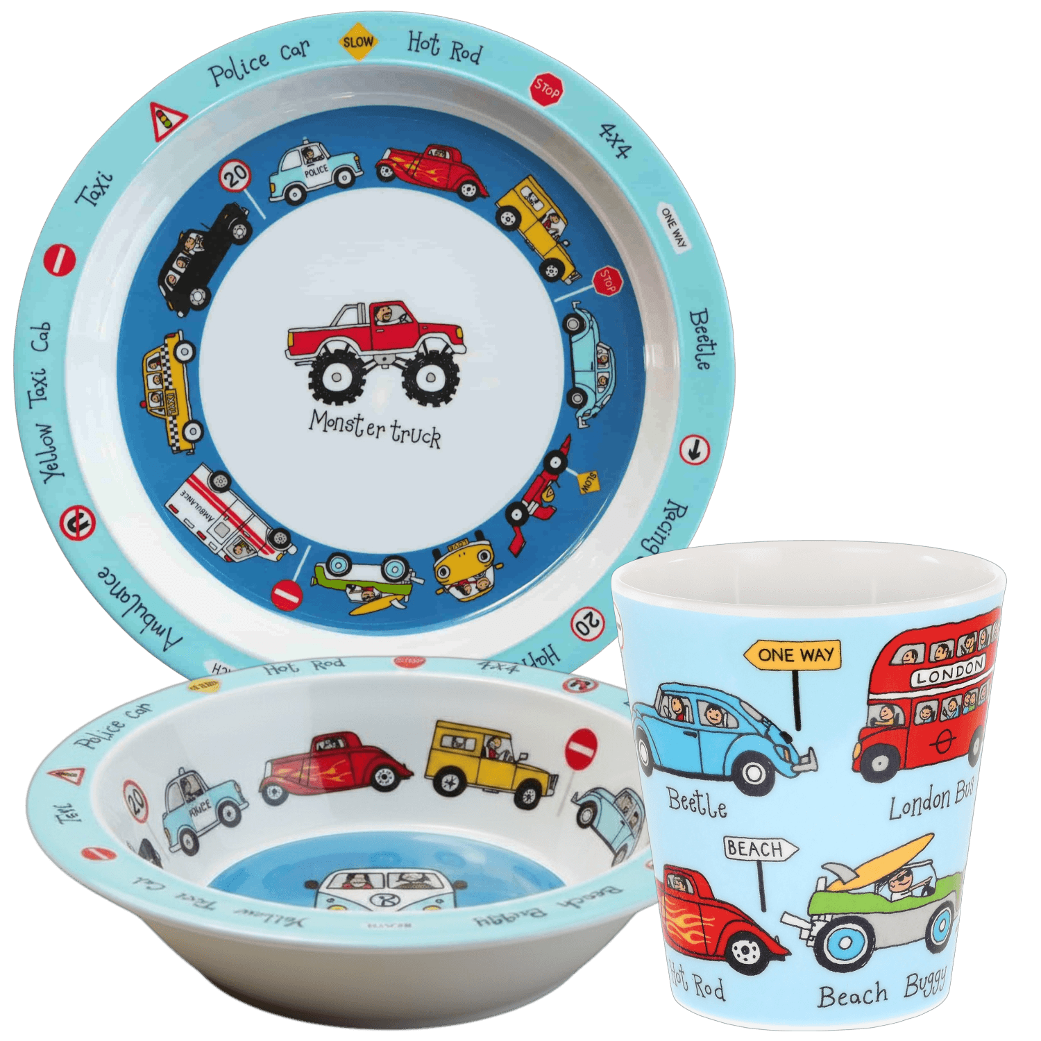Melamin Mama Tabağı, Kasesi ve Alıştırma Bardağı - Cars
