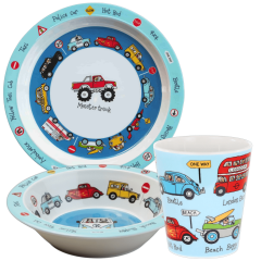 Melamin Mama Tabağı, Kasesi ve Alıştırma Bardağı - Cars