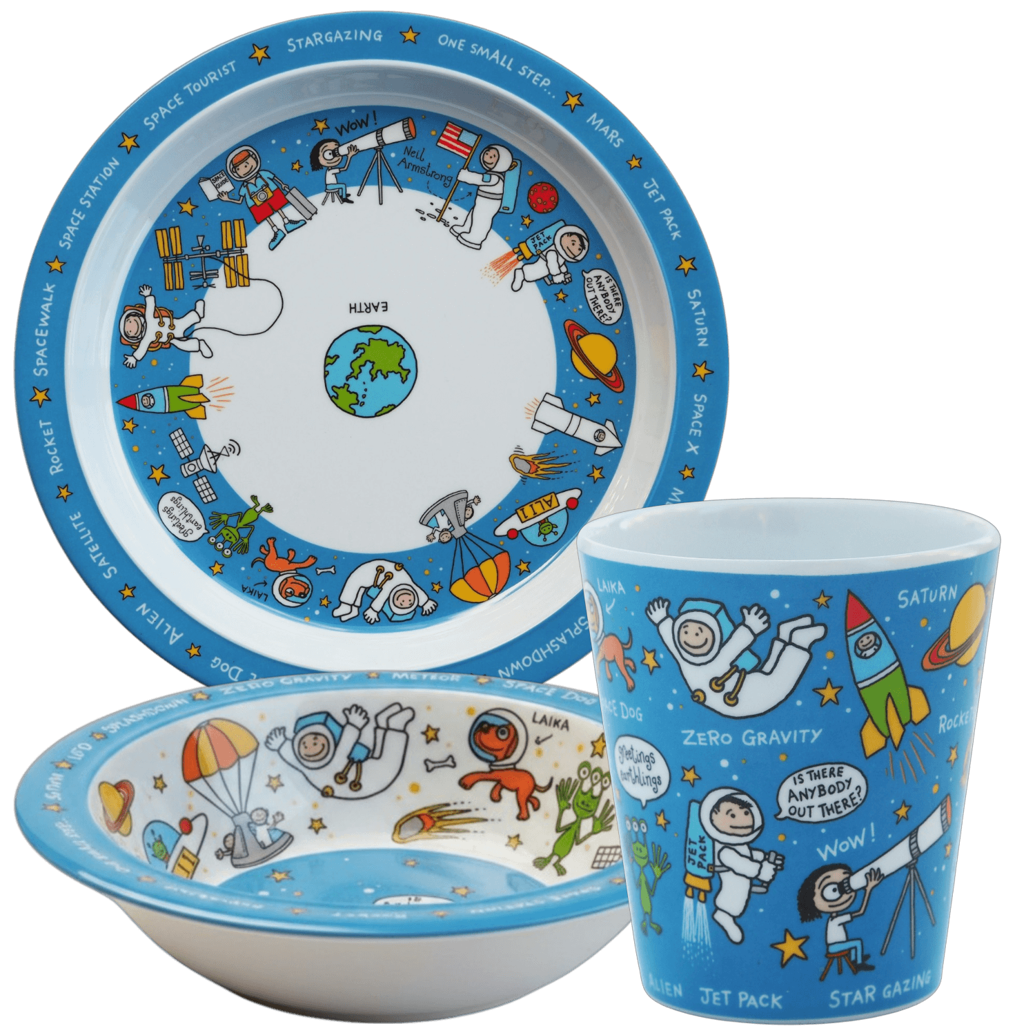 Melamin Mama Tabağı, Kasesi ve Alıştırma Bardağı - Space