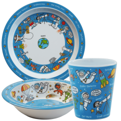 Melamin Mama Tabağı, Kasesi ve Alıştırma Bardağı - Space
